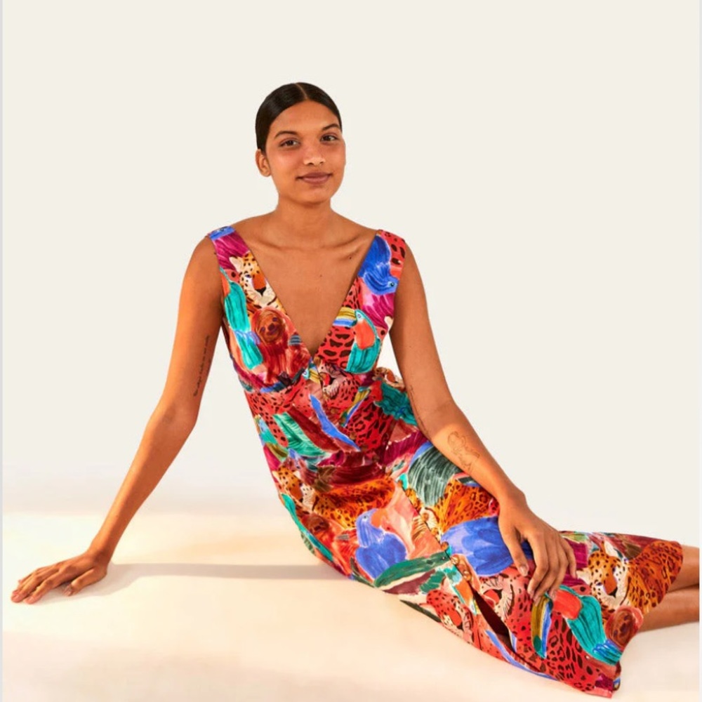 Animal Collage Midi Dress